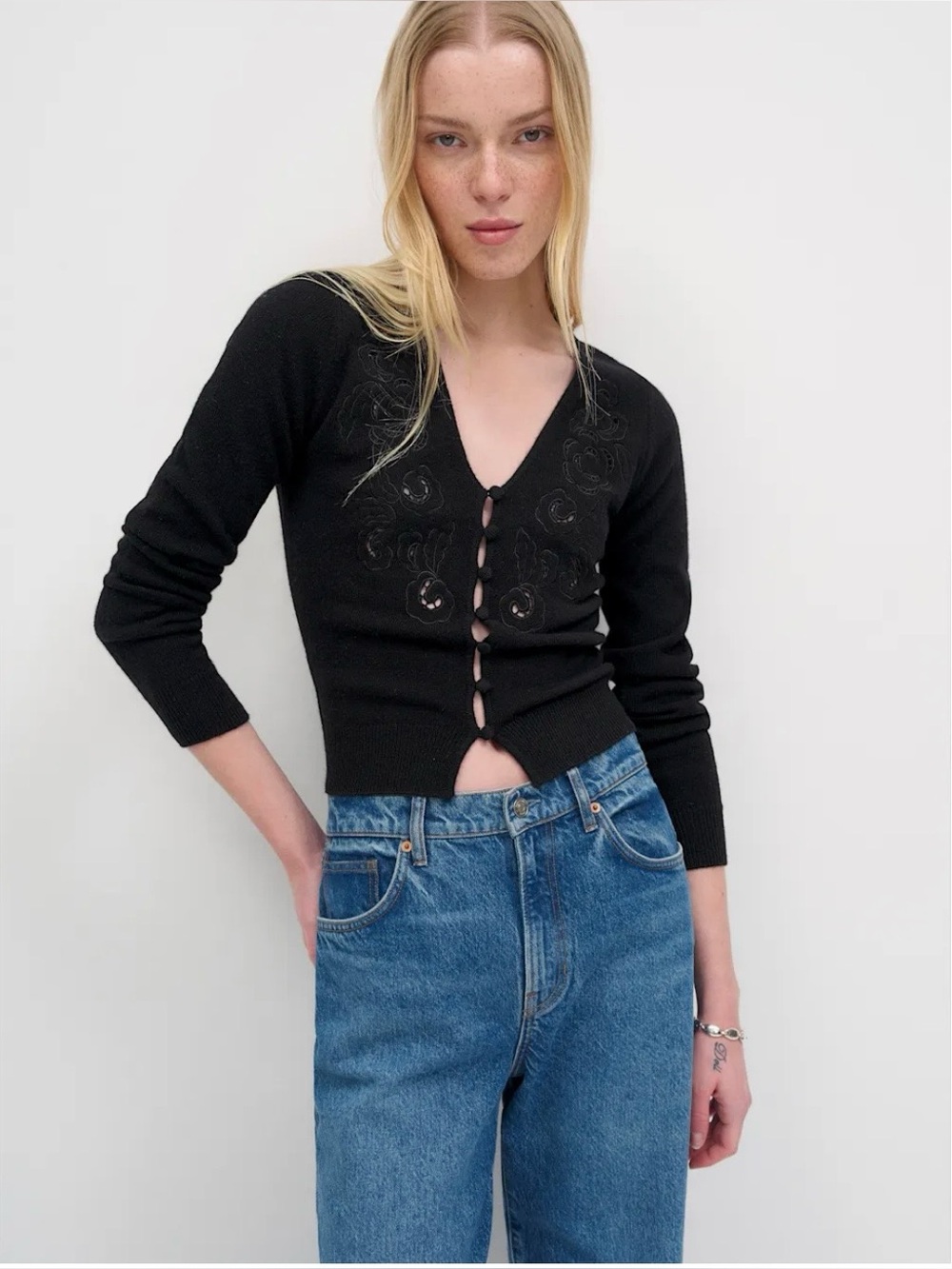Black Button-Front Cardigan Never Worn with Tags
